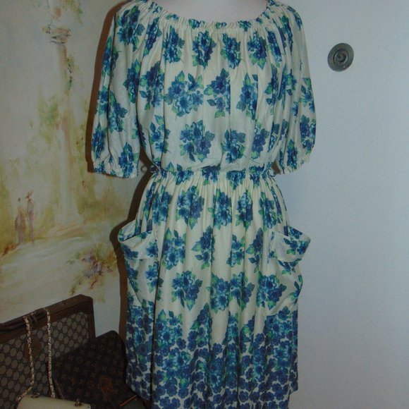 MNG by Mango Dress Womens Medium Tea Party Floral Lined Casual Mini Dress Blue - Picture 2 of 9